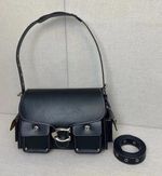 COACH CU124 Cargo Turnlock Soft Tabby Bag Black Grain Leather Outlet New JPN