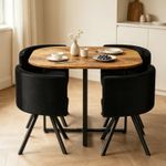 Space Saving Dining Table with 4 Velvet Chairs Set, Dining Room Furniture