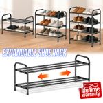 Metal Shoe Rack Stand 2 3 4 tier Adjustable Expandable Organiser Shelves Storage