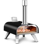 BIG HORN OUTDOORS Wood Pellet 12" Pizza Oven Cooking Pizza Maker, Black