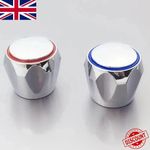 2pcs Hot & Cold Tap Top Head Faucet Cover Chrome Plated Replacement Set Kitchen
