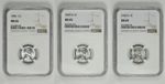 1943 P D S 1c Lincoln Steel Wheat Cent NGC Graded MS 65 Three Coin Lot