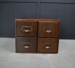 Antique early 20th century 4 drawer library index cabinet