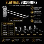 HD SLATWALL EURO HOOKS ACCESSORY CHROME PRONG SHOP DISPLAY 4"6" 8" 10" 12"