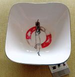 Tilnar Art Coastal Collection Square Bowl With Life Buoy Ring Design