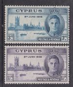 Cyprus 1946 Victory Set Mint Hung SG 164-165 VGC