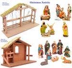 Nativity Crib Scene Figures Set Stable Movable Home Christmas Decoration Easter
