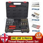 49PCS Thread Repair Chaser Tool UNC UNF Metric Thread Restorer Kit Rethreading
