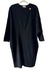 Vintage N.R.1 Made In USA Black Wool Crepe Minimalist Avant Garde Midi Dress 12