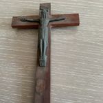 Antique French Bronzed Brass Wall Corpus Christi Crucifix Fleur Di Lis 10.5 Inch
