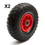 2 x PU 10'' 4.10-4 3.50-4 Tyre 4'' Wheel Puncture Proof Solid Wheelbarrow Cart