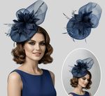 Navy Blue Premium Quality Fabric Fancy Fascinator Hatinator
