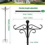 Heavy Duty Bird Feeder Pole Stand,196 cm Feeding Station Hanging Hook Adjustable