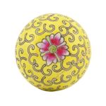 Chinese Porcelain Cover for Ginger Jar Famille Rose Yellow Lotus Scrolls 20th C