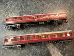 OO Set of 2 British Railway Coaches Maroon