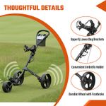 Golf Trolley One Click 3 Wheel Folding Cart Lightweight Protable -Compact Push