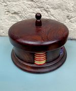 Antique Poker Chips Carousel Stand, Mahogany, 1920, Original Bakelite  Chips,