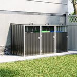 Large Triple Wheelie Bin Storage Garden Rubbish Dustbin 3 Shed Metal Store Cover