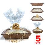 5 X DIY Make Your Own Hamper Wicker Gift Basket Box Kit Shred+Cellophane+Bow 