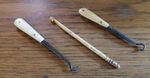 3 Antique Button Hooks & Crochet Hook Longest is 10.5 Cms