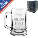 Personalised Engraved Mega Pint Beer Glass, Novelty Tankard, Bold Design