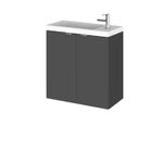 Alrewas Contemporary 2 Door Wall Hung Vanity Unit with Basin, Gloss Grey, 500mm