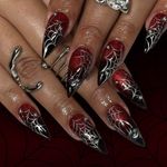 Halloween Press On Nails Almond Spider Design Acrylic Glossy False Nails Set