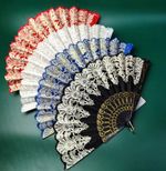 Hand Fan Held Tela Portable Spanish Dances Fabric Folding Party Wedding UK Gifts