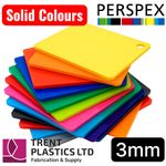 3mm Coloured Gloss Perspex Acrylic Sheet - Cut to Size Plastic Panel