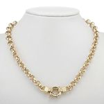 18K GL Solid Thick Belcher Yellow Gold Necklace & Antique Style Lifebuoy Clasp
