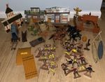 Vintage Wild Frontier Cowboy + Indian Deluxe Playset Buildings, Horses, figures