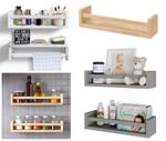 Wooden Spice Jar Rack Wall Mounted Natural wood Display storage shelf bookcase