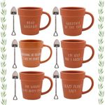 Green Fingers Pot Shape Mugs w/ Spade Spoon Gardener Cup 325ml Novelty Gift Idea