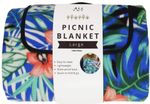 Leaves Design Outdoor Picnic Blanket with Waterproof Reverse and Soft Fleece Top