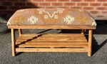 Beautiful Contemporary Kilim Kelem Flat Weave Upholstered Bench Seat With Rack