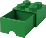 LEGO Brick with 4 Knobs 1 Drawer GREEN Storage Box for LEGO Toys Desk Drawer NEW