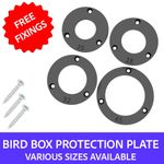 Bird Nest Box Protection Plate 25, 28, 32, 45mm Entry Holes Plate 3 pack screws