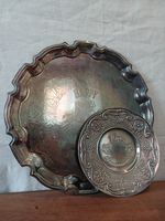Two Vintage Silver Plated Wedding Anniversary Platters Trays