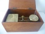 A Vintage Wooden Cased Set of Brass Letter Weighing Scales with a Set of Weights