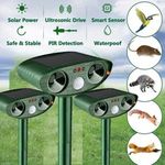 3x Ultrasonic Solar Cat Dog Repellent Fox Pest Scarer Deterrent Repeller Garden