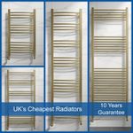 Brushed Brass Heated Towel Rail Radiator Straight Curved Rads Ladder Bathroom
