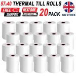 57x40 Thermal Credit Card Machine Terminal Receipt Paper Till Roll 20 Rolls