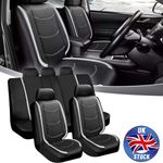 Car Seat Covers Protectors Black Silver Leather Full Set For Vauxhall Meriva UK