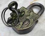 Antique Style Indian Brass Padlock + Key