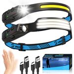 Sensor Head Torch LED Headlamp Rechargeable 1/3* COB Light USB Type-C Charging