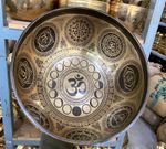 10 Inches OM Singing Bowl - Flower of Life Carving -Sound Energy Healing, Chakra