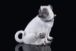 Antique Meissen Porcelain Pug  Dog with Puppy Figure porcelain 18cm