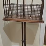 Freestanding Metal & Wood Magazine Rack Stand with Wooden Shelf, Brown, Adults