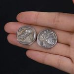 Ancient Greece 455BC Commemorative Silver Plated Coin Athenian Owl Tetradrachm