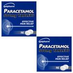 32 Paracetaml tablets for Headache, Migraine, Back Pain 500mg (Max 3)